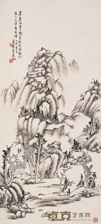吴徵 丁卯（1927）年作 陇首策杖图 立轴 82.5×37cm